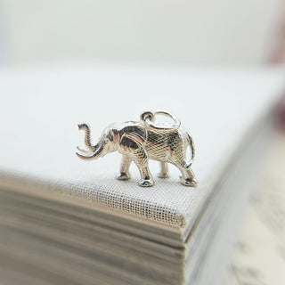 another view of solid sterling silver elephant charm