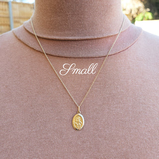 small gold oval st christopher necklace