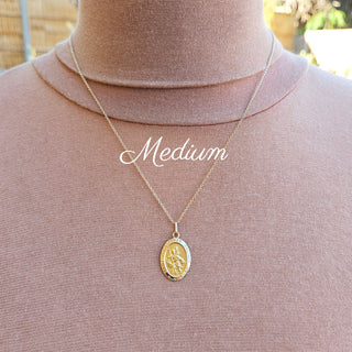 gold oval st christopher pendant necklace