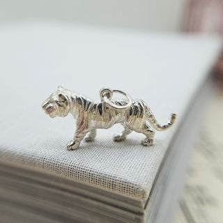 solid sterling silver tiger charm