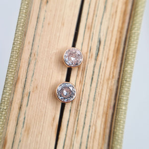 dainty rose gold and cz stud earrings