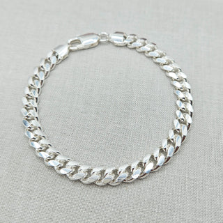 ladies gents solid 925 silver cuban bracelet