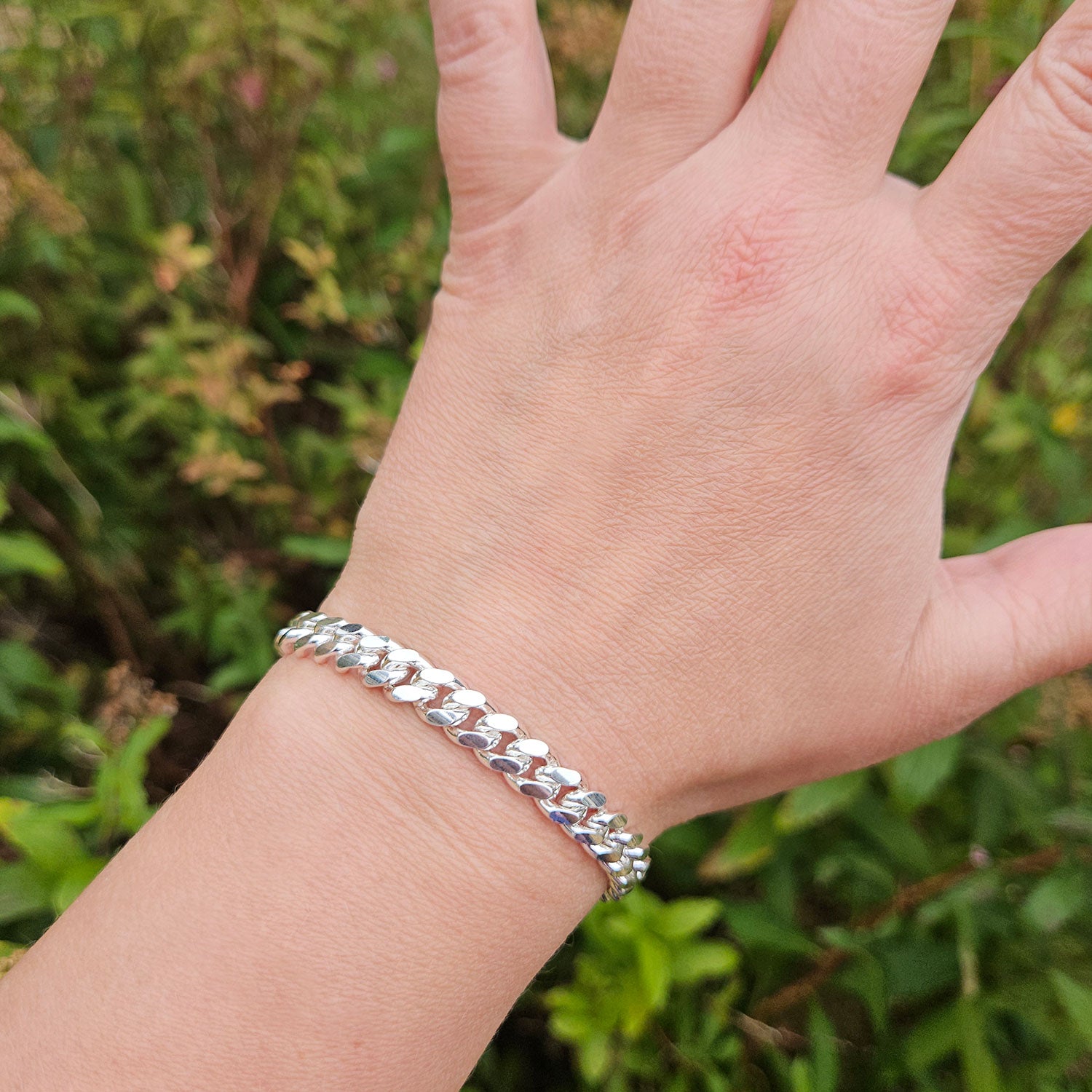 Sterling Silver 7mm Cuban Curb Chain Bracelet Men's Women's