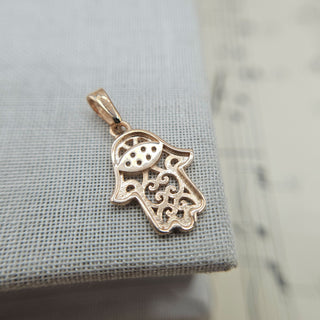 Hamsa Hand Pendant with Cubic Zirconia