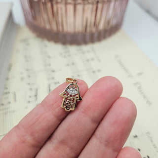 Hamsa Hand Pendant with Cubic Zirconia