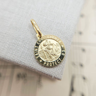 small solid gold st christopher pendant