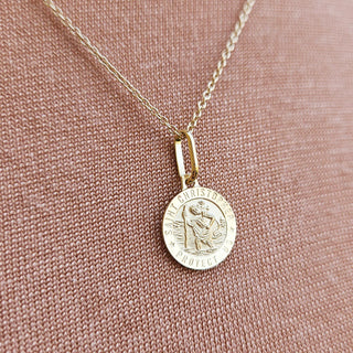 dainty 9K gold st christopher medal