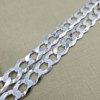 sterling silver flat 12mm curb chain necklace