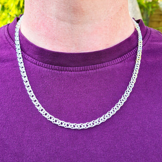 925 sterling silver double curb chain on men's neck