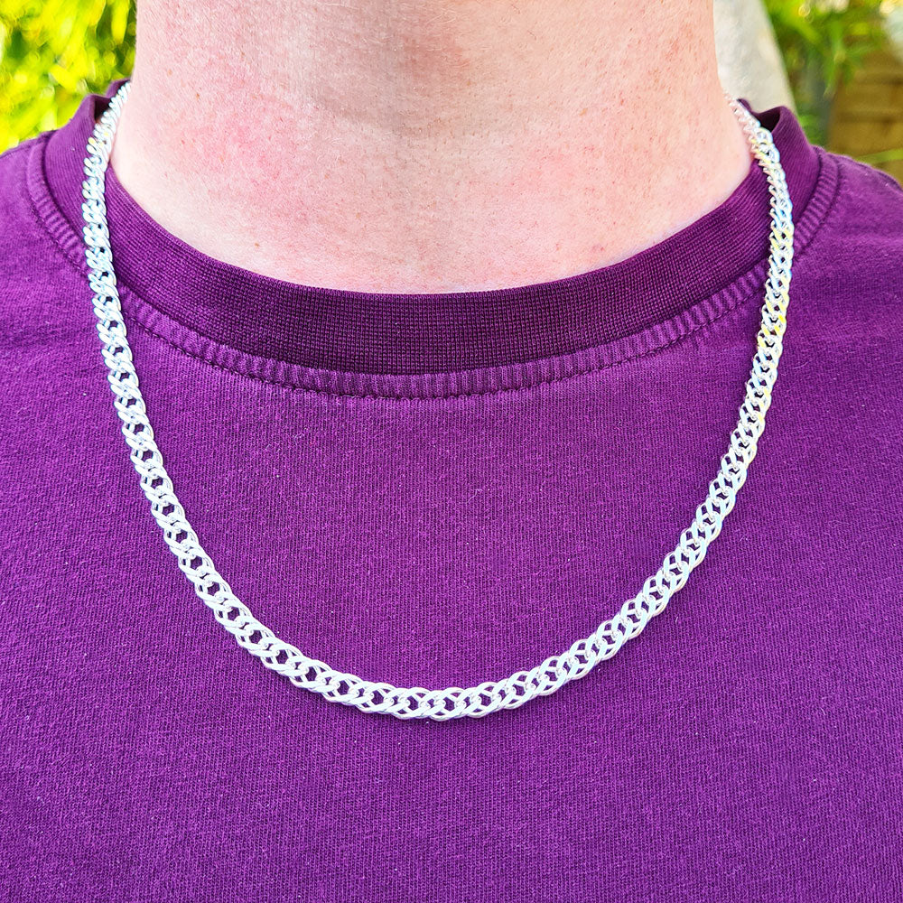 solid sterling silver double curb chain