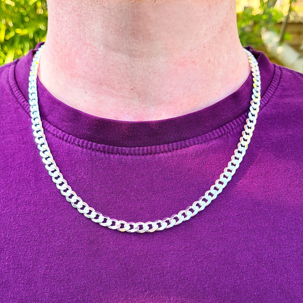 men's silver curb chain necklace