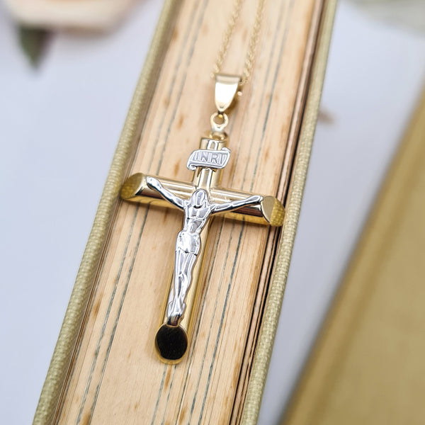 Mens gold online crucifix necklace