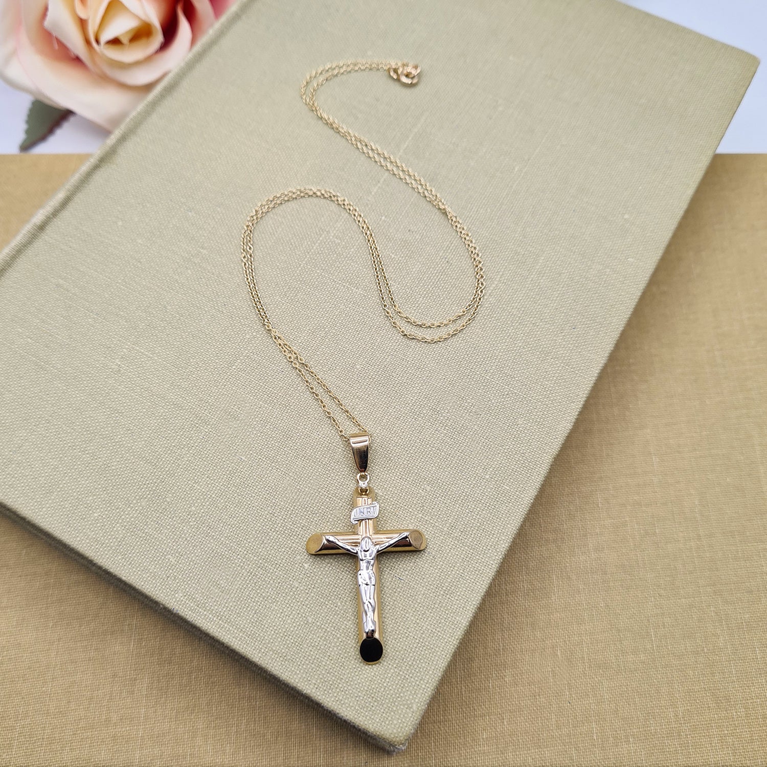 gold crucifix and chain