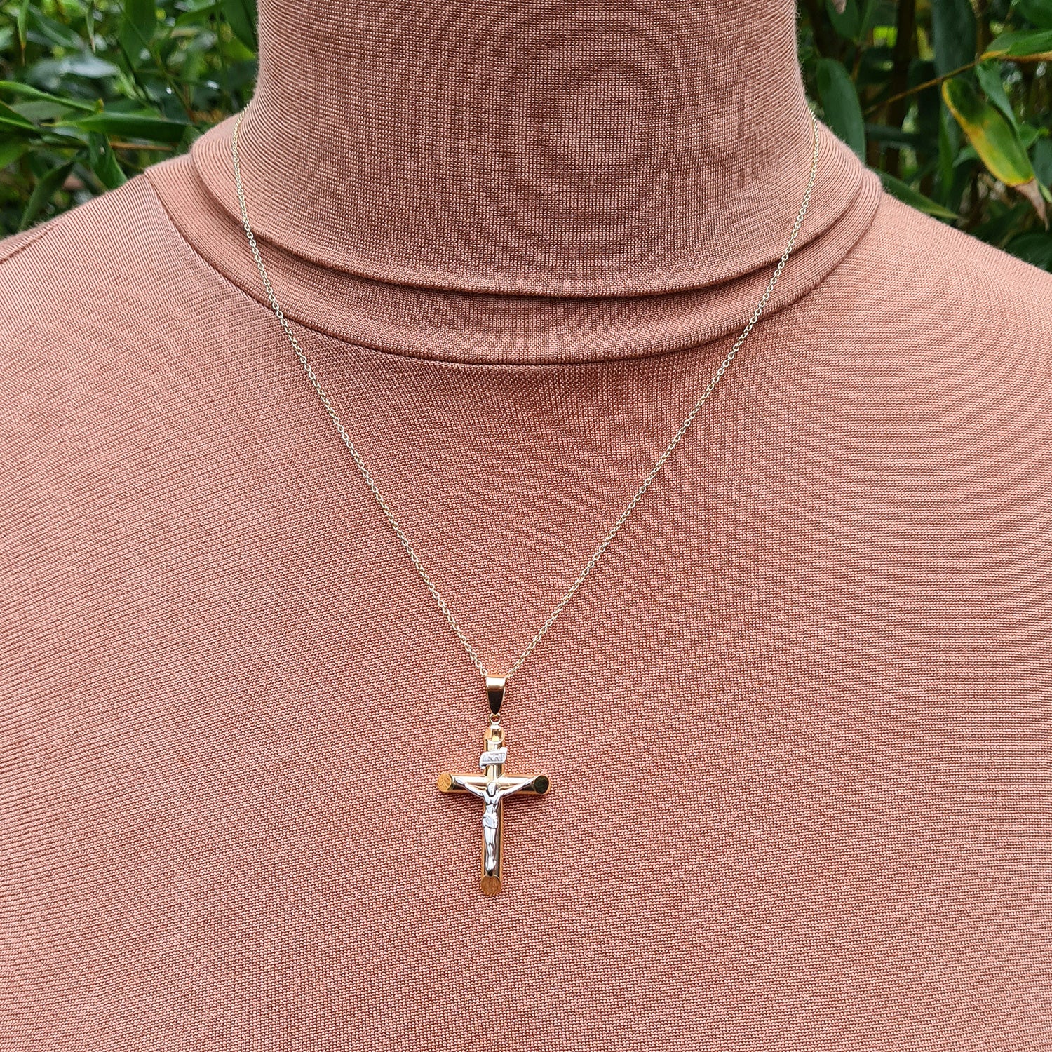 gold inri crucifix necklace
