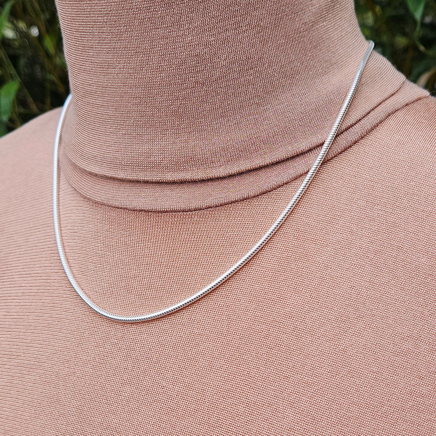Round Snake Chain Necklace in Sterling Silver