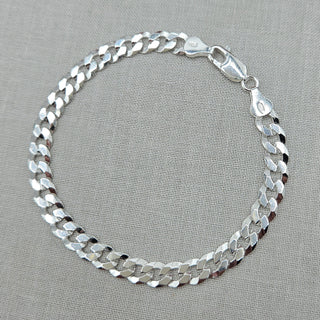 6mm Flat Curb Chain Bracelet, 7.5 & 8.5 inch