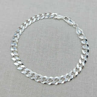 6mm Flat Curb Chain Bracelet, 7.5 & 8.5 inch