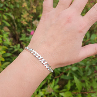 6mm Flat Curb Chain Bracelet, 7.5 & 8.5 inch