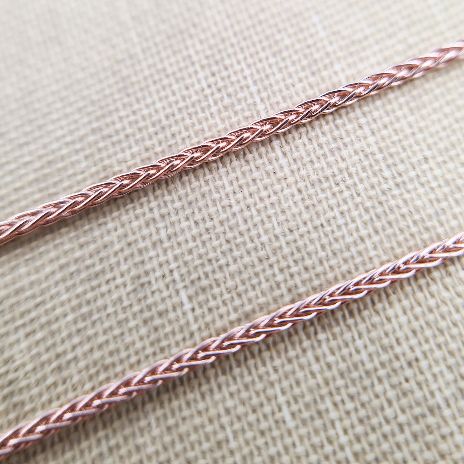 another close up of rose gold spiga chain