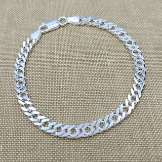 solid sterling silver double curb bracelet