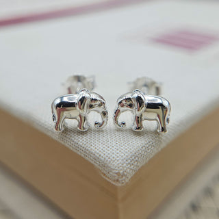 solid sterling silver elephant stud earrings