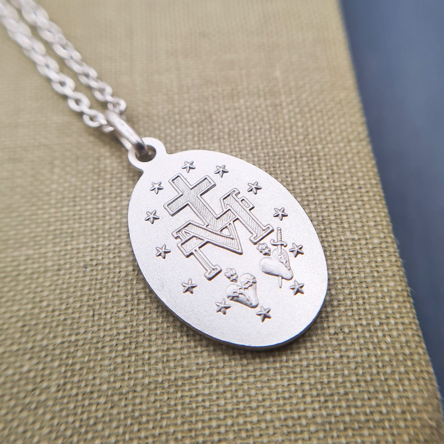 Our Lady Miraculous Medal Necklace in Sterling Silver