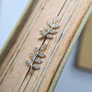 real gold olive branch stud earrings