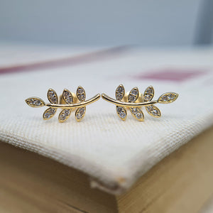 women's olive branch earrings in gold