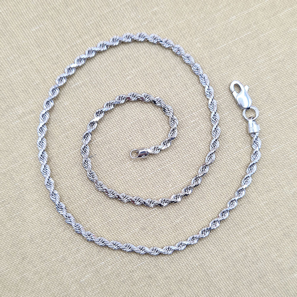 white gold rope chain anklet