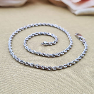 rope chain ankle bracelet in 9ct white gold