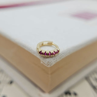 pink cz helix hoop in 9k gold