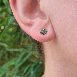 emerald flower earrings