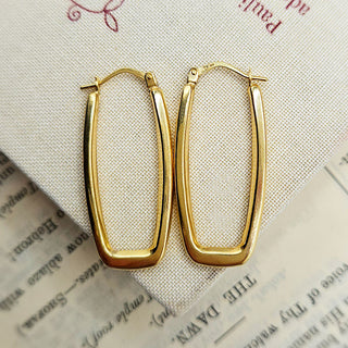 yellow gold rectangular hoop earrings