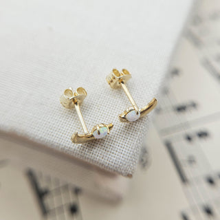 opal stud earrings in solid gold