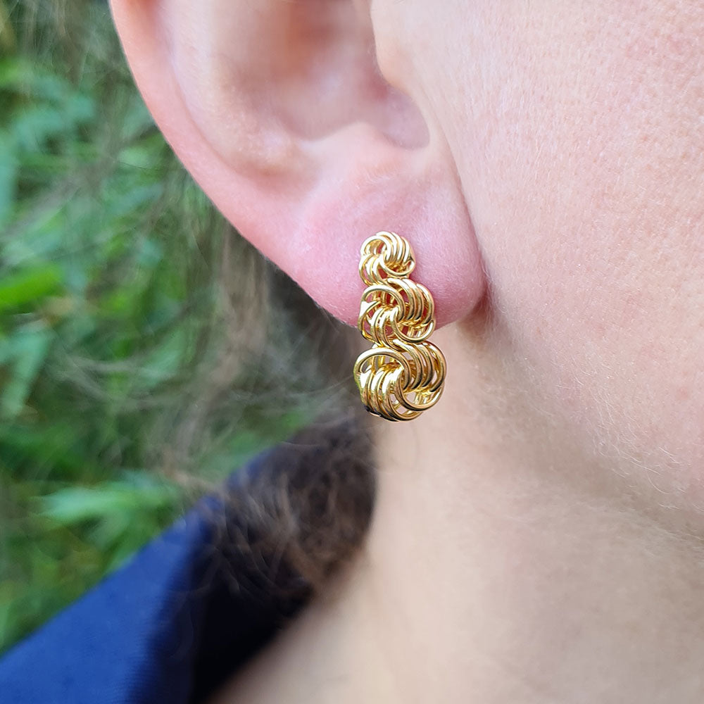 women's gold knot drop earrings