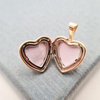 very small heart locket necklace in yellow gold