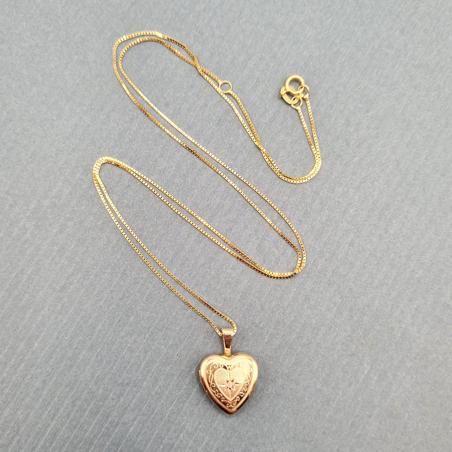 small gold photo locket pendant and chain