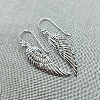 solid silver wing earrings