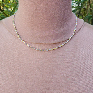 2mm gold rope chain being worn