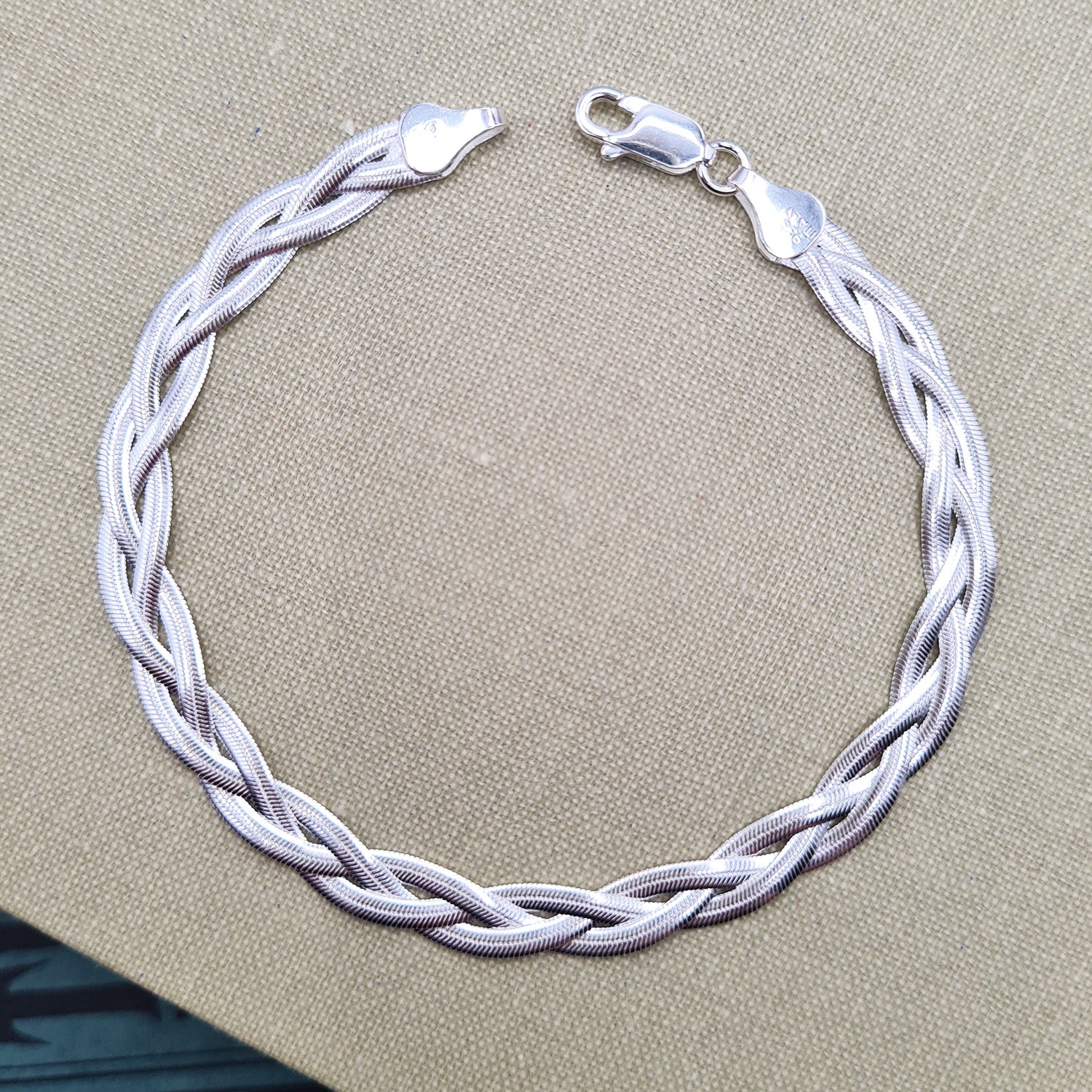 women's silver herringbone bracelet