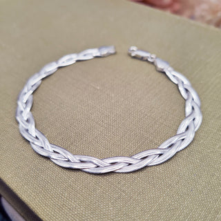 solid 925 silver plait bracelet