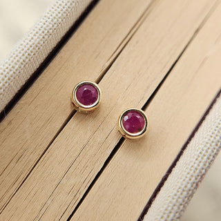 Dainty Ruby Stud Earrings