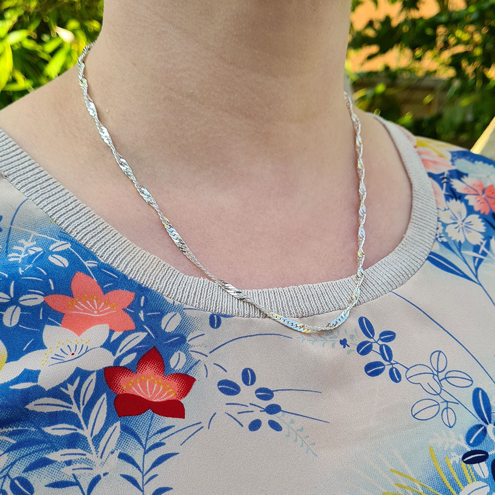 sterling silver singapore chain necklace