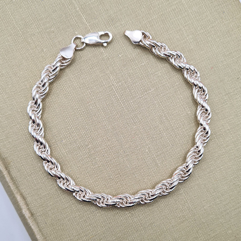 sterling silver rope chain bracelet for men
