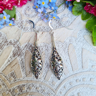 vintage style dangle earrings in 925 sterling silver