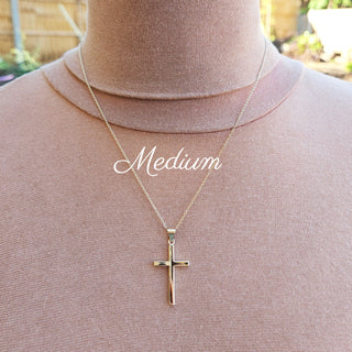 medium gold cross necklace