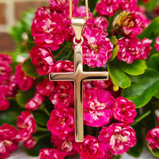 solid 9ct yellow gold cross pendant necklace