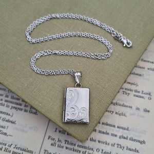 925 silver book shaped locket necklace
