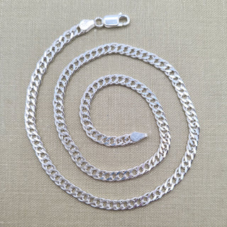 double curb chain for men and women in 925 silver