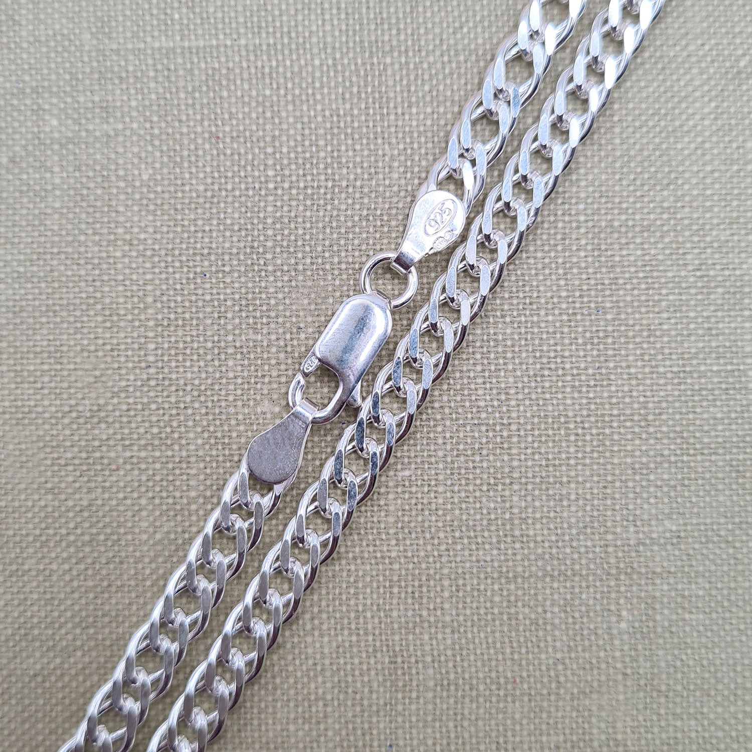 4mm Double Curb Chain Necklace in Sterling Silver